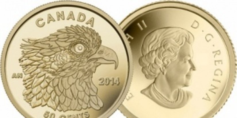 На золотой монете Канады изображена хищная птица