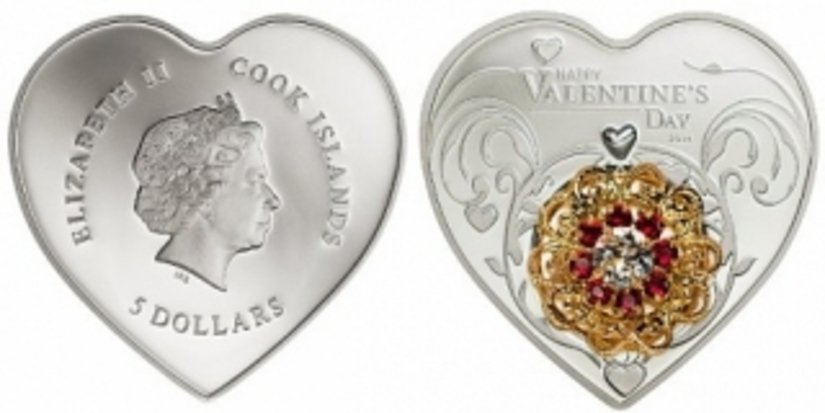 «День Святого Валентина» - монета в форме сердца