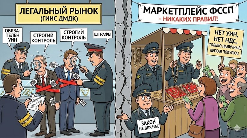 Ювелирный "Duty Free" от приставов: покупаем золото без УИН, НДС и прослеживаемости