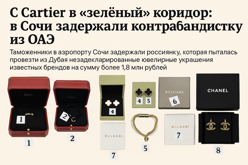С Cartier в «зелёный» коридор: в Сочи задержали контрабандистку из ОАЭ
