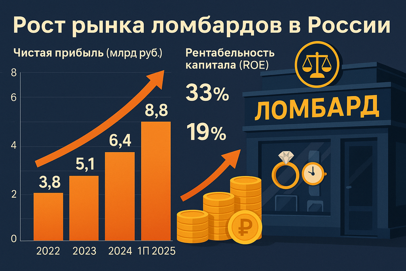 Рост рынка ломбардов в России: прибыль увеличилась на 76% на фоне рекордной рентабельности
