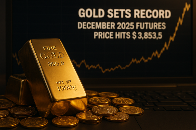 Золото бьет рекорды: декабрьские контракты взлетели до $3 853,5 за унцию