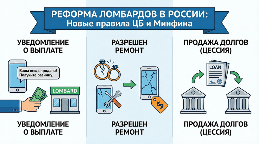 Реформа ломбардов: ЦБ обяжет возвращать клиентам «излишки» и разрешит ремонтировать залоги