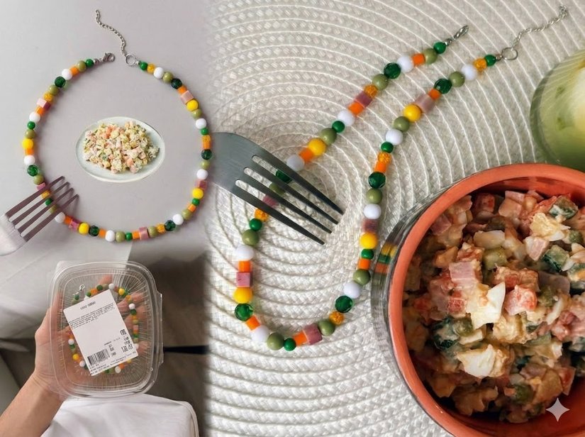 «Оливье», которое всегда с тобой: Российский бренд выпустил колье в виде главного новогоднего салата