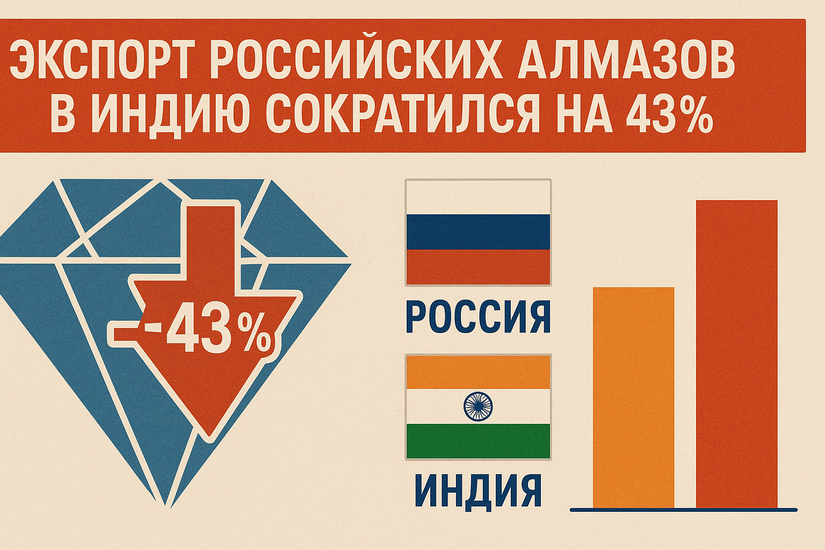 Экспорт российских алмазов в Индию сократился на 43%