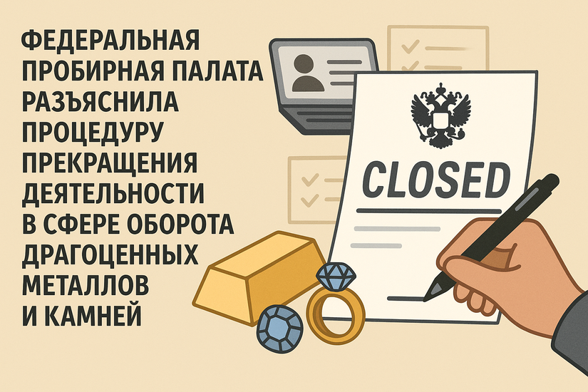 Федеральная пробирная палата разъяснила процедуру прекращения деятельности в сфере оборота драгоценных металлов и камней