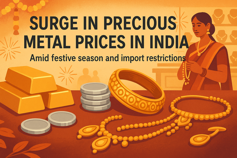 В Индии наблюдается резкий рост цен на драгоценные металлы на фоне праздничного сезона и ограничений на импорт