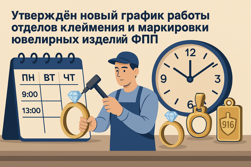Утвержден новый график работы отделов клеймения и маркировки ювелирных изделий ФПП