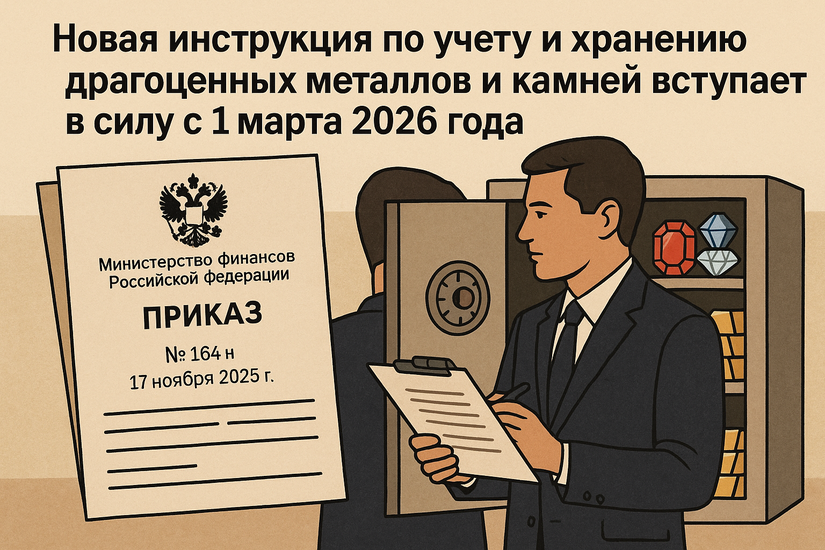 Новая инструкция по учету и хранению драгоценных металлов и камней вступает в силу с 1 марта 2026 года