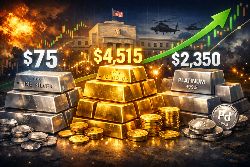 Исторический прорыв: Серебро пробило $75, золото и платина на новых пиках