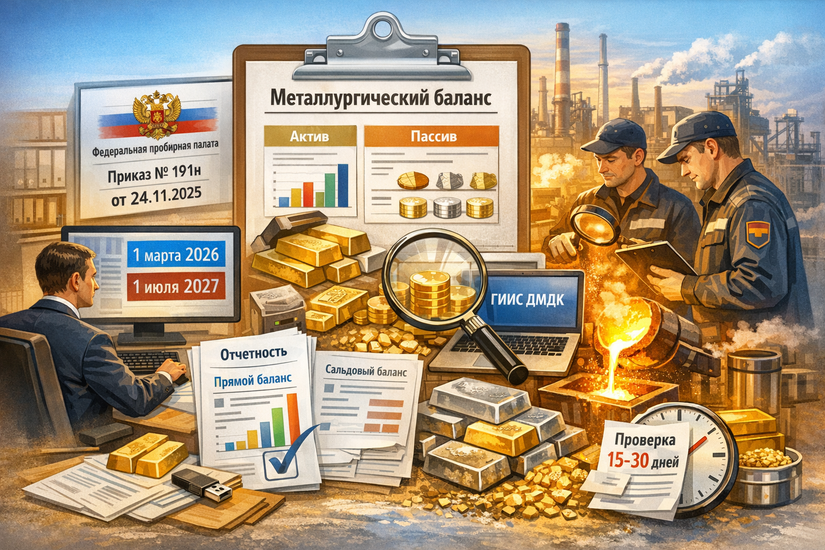Федеральная пробирная палата установила новые правила подачи металлургического баланса драгоценных металлов