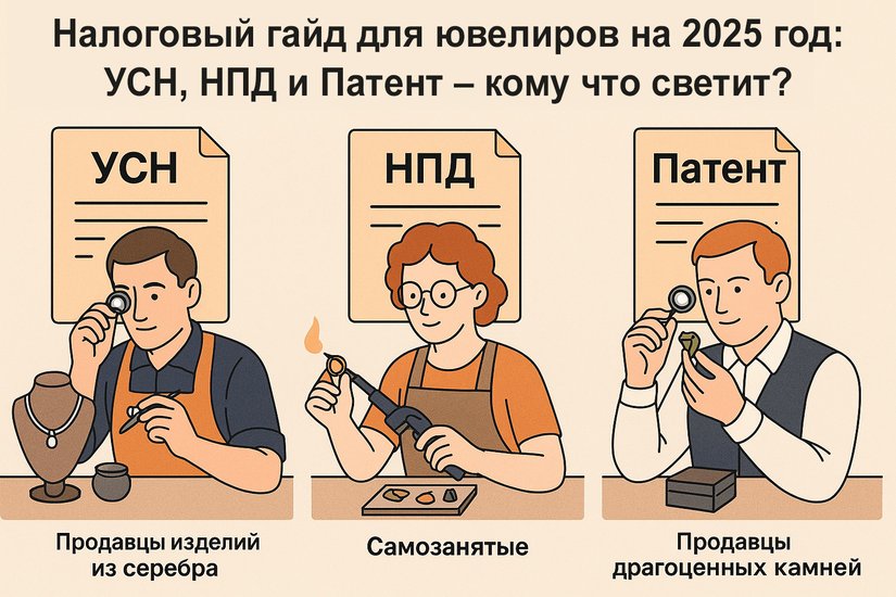 Налоговый гайд для ювелиров на 2025 год: УСН, НПД и Патент – кому что светит?