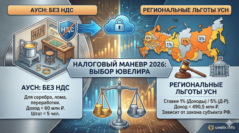 Налоговый маневр 2026: АУСН без НДС или пониженные ставки в регионах? Стратегии для ювелиров