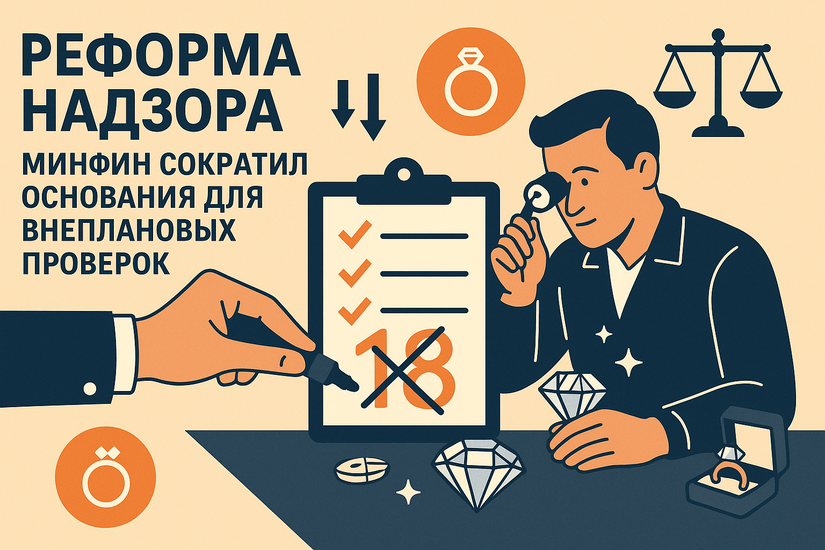 Реформа надзора: Минфин сократил основания для внеплановых проверок ювелиров