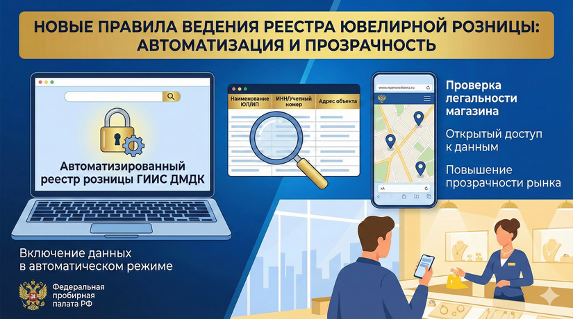 Федеральная пробирная палата утвердила правила ведения реестра ювелирной розницы: автоматизация и открытый доступ