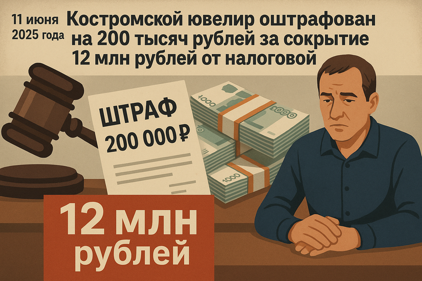 Костромской ювелир оштрафован на 200 тысяч рублей за сокрытие 12 млн рублей от налоговой