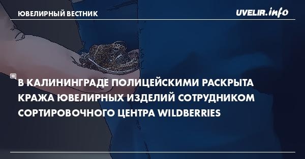 В Калининграде полицейскими раскрыта кража ювелирных изделий сотрудником сортировочного центра Wildberries