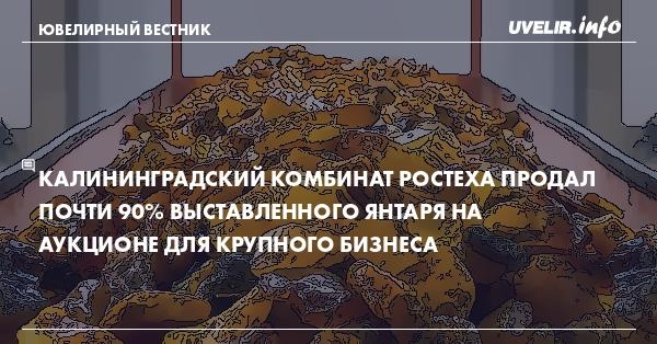 Калининградский комбинат Ростеха продал почти 90% выставленного янтаря на аукционе для крупного бизнеса