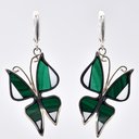 серьги мозаика,  малахит с кахолонгом