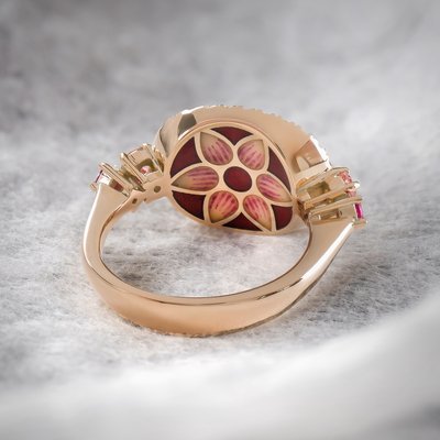 Серьги и кольцо с адулярами и эмалью