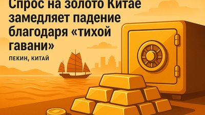 Спрос на золото в Китае замедляет падение благодаря "тихой гавани"