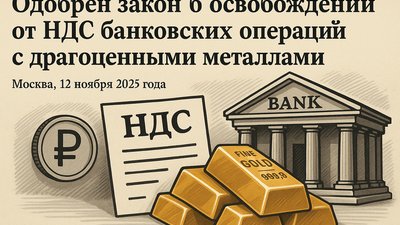 Одобрен закон об освобождении от НДС банковских операций с драгоценными металлами