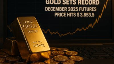 Золото бьет рекорды: декабрьские контракты взлетели до $3 853,5 за унцию