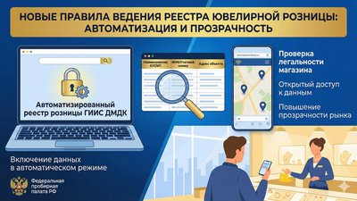 Федеральная пробирная палата утвердила правила ведения реестра ювелирной розницы: автоматизация и открытый доступ