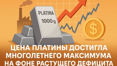 Цена платины достигла многолетнего максимума на фоне растущего дефицита
