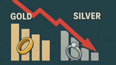 Динамика розничных продаж ювелирных изделий из золота и серебра за январь–октябрь 2025 года: спрос сократился во всех сегментах