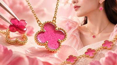 Эффект Van Cleef без камня: почему малиново-красная прозрачная эмаль становится ювелирным трендом 2026 года