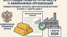 ФПП стандартизирует отчетность 11 аффинажных организаций: Новый порядок баланса драгметаллов вступит в силу с 1 марта 2026 г.