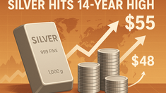 Серебро на пути к $55: Цена достигла 14-летнего максимума