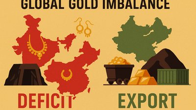 Глобальный дисбаланс золота: Индия потребляет в 50 раз больше, чем производит, а Россия и Австралия — главные экспортеры