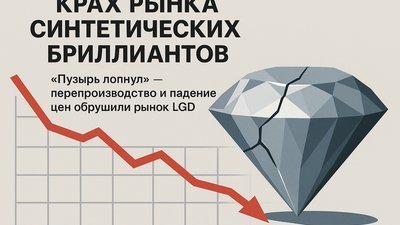 Рынок синтетических бриллиантов переживает крах: «пузырь лопнул» из-за перепроизводства и падения цен