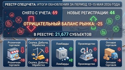 РЕЕСТР СПЕЦУЧЕТА: розница продолжает терять игроков, а производство в минусе (12–15 мая 2026)
