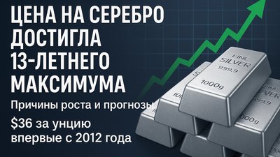 Цена на серебро достигла 13-летнего максимума: причины роста и прогнозы