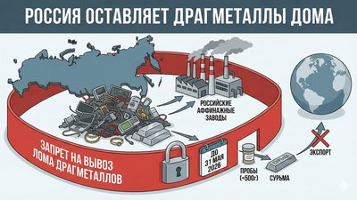 Россия оставляет драгметаллы дома: запрет на вывоз лома продлен до середины 2026 года