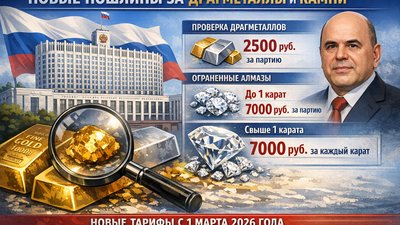 Правительство РФ утвердило размеры пошлин за подтверждение характеристик драгметаллов и камней