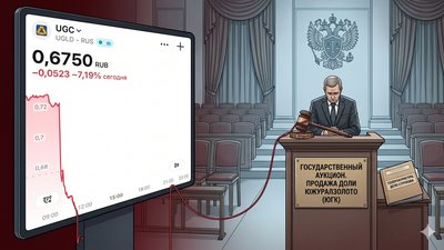 Акции «Южуралзолото» рухнули более чем на 7% после провала госаукциона