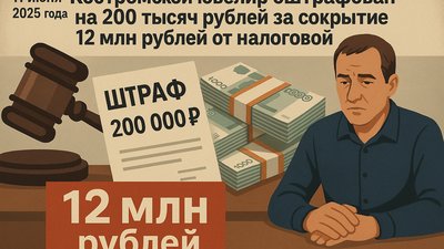 Костромской ювелир оштрафован на 200 тысяч рублей за сокрытие 12 млн рублей от налоговой