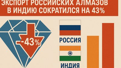 Экспорт российских алмазов в Индию сократился на 43%