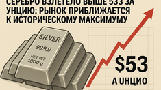 Серебро взлетело выше $53 за унцию: Рынок приближается к историческому максимуму