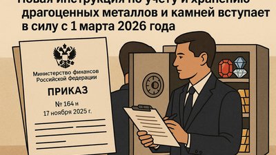 Новая инструкция по учету и хранению драгоценных металлов и камней вступает в силу с 1 марта 2026 года