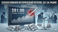 Серебро пробило исторический потолок: $91 за унцию на фоне дефицита и политики