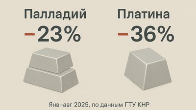 Россия сократила экспорт палладия и платины в Китай