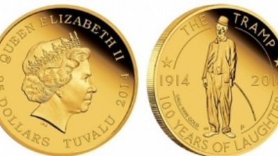 «Бродяга» Чаплина показан на золотой монете