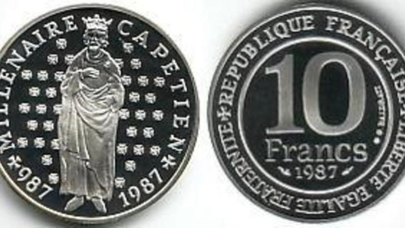 Основатель королевской династии Капетингов - на монете 10 евро