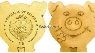 Отчеканена монета «Удачливая свинка»