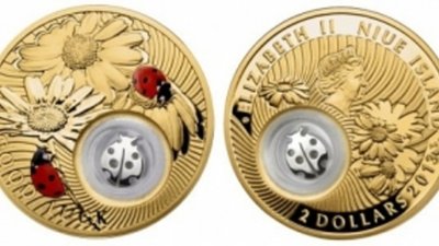 «Божья коровка» - позолоченная монета на счастье